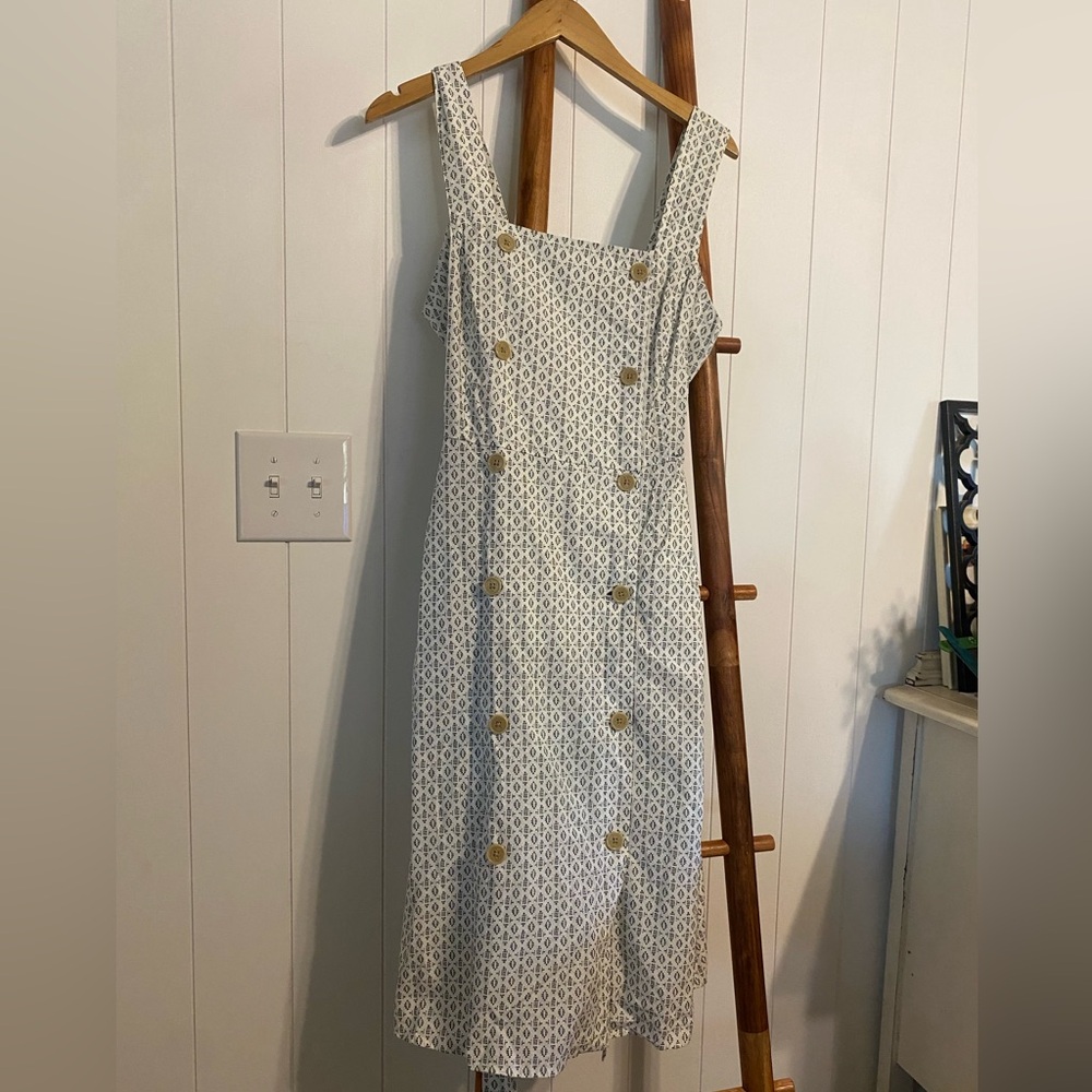 a new day White and Gold Patterned Midi Dress